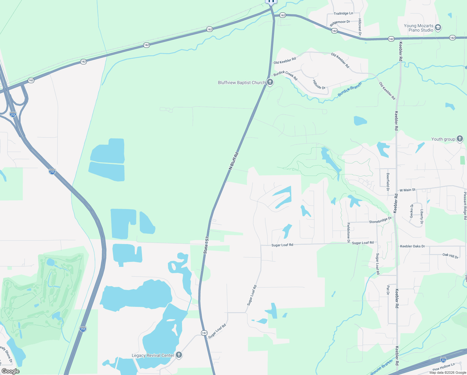map of restaurants, bars, coffee shops, grocery stores, and more near 1758 North Bluff Road in Collinsville
