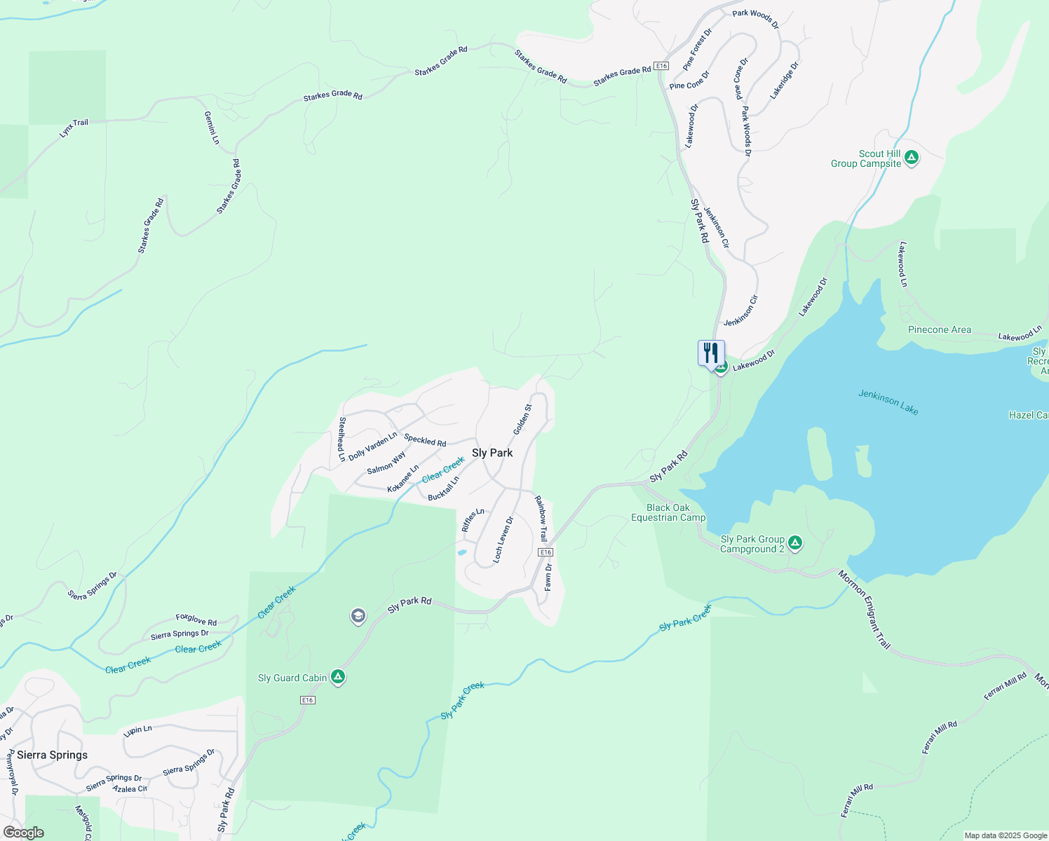 map of restaurants, bars, coffee shops, grocery stores, and more near 4931 Golden Court in Pollock Pines
