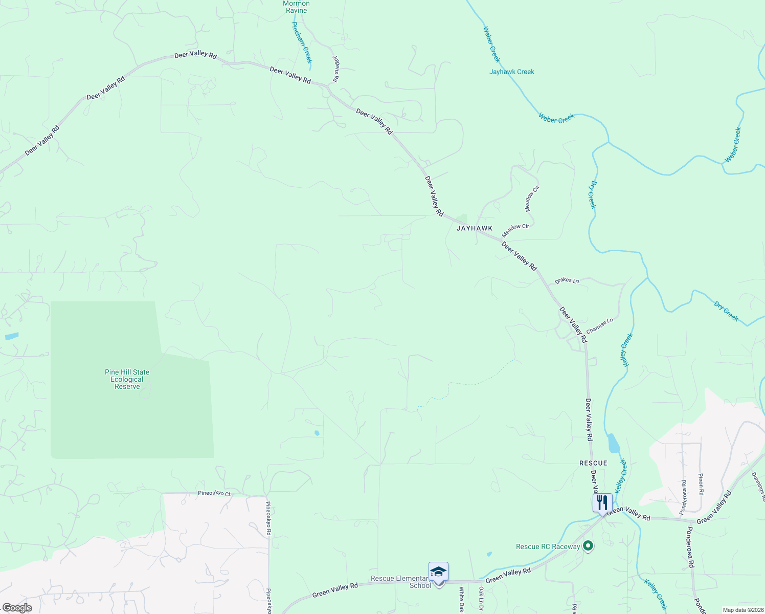 map of restaurants, bars, coffee shops, grocery stores, and more near 3472 See View Court in Rescue