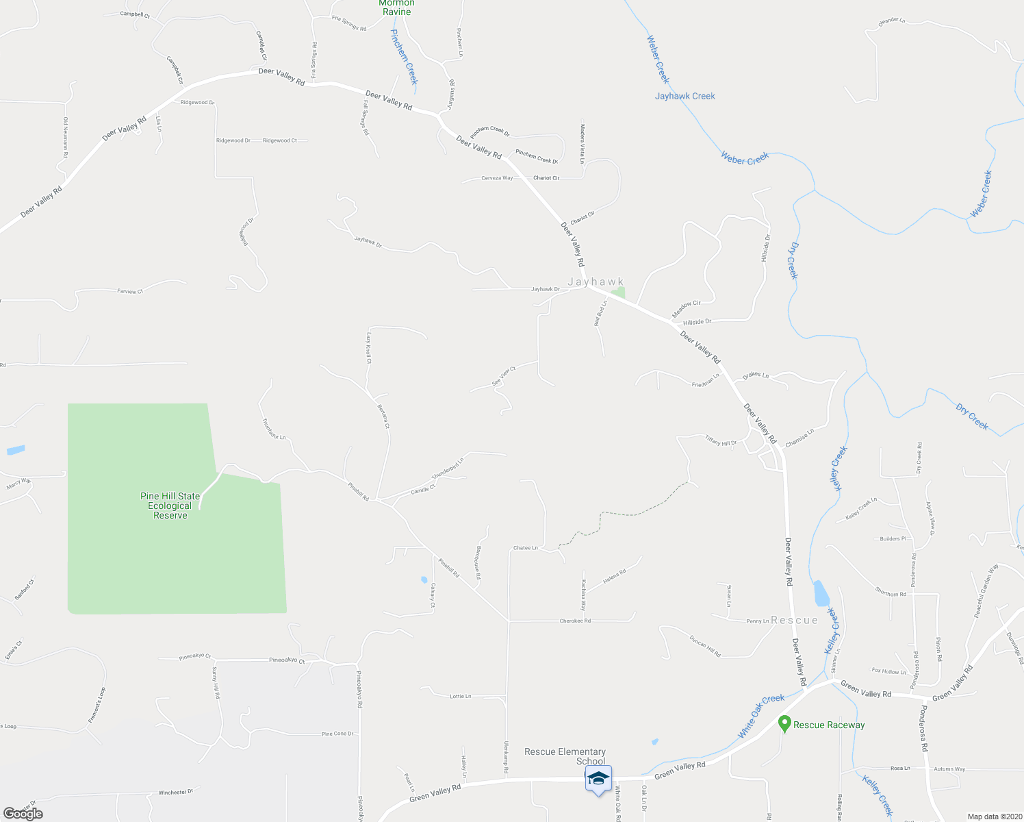 map of restaurants, bars, coffee shops, grocery stores, and more near 3472 See View Court in Rescue