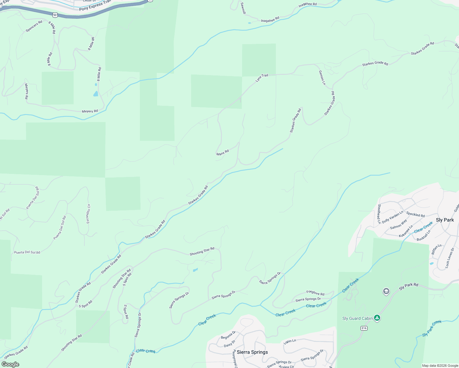 map of restaurants, bars, coffee shops, grocery stores, and more near 5700 Starkes Grade Road in Pollock Pines