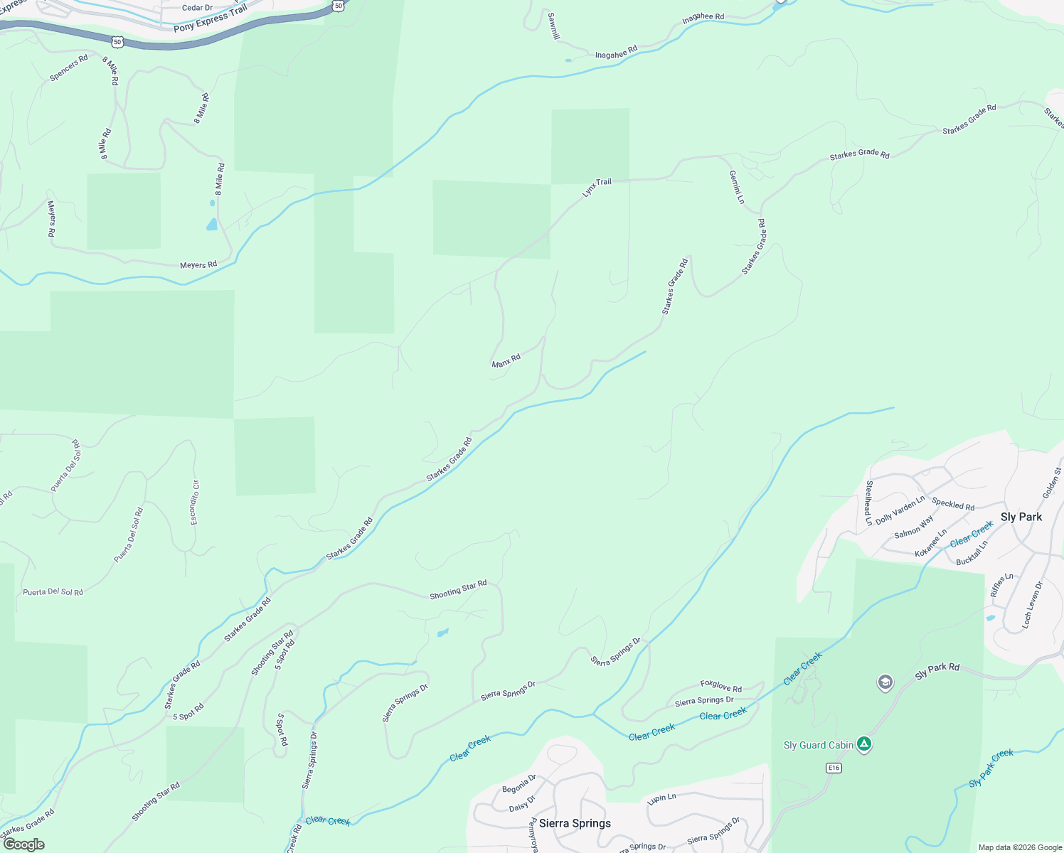 map of restaurants, bars, coffee shops, grocery stores, and more near 5700 Starkes Grade Road in Pollock Pines
