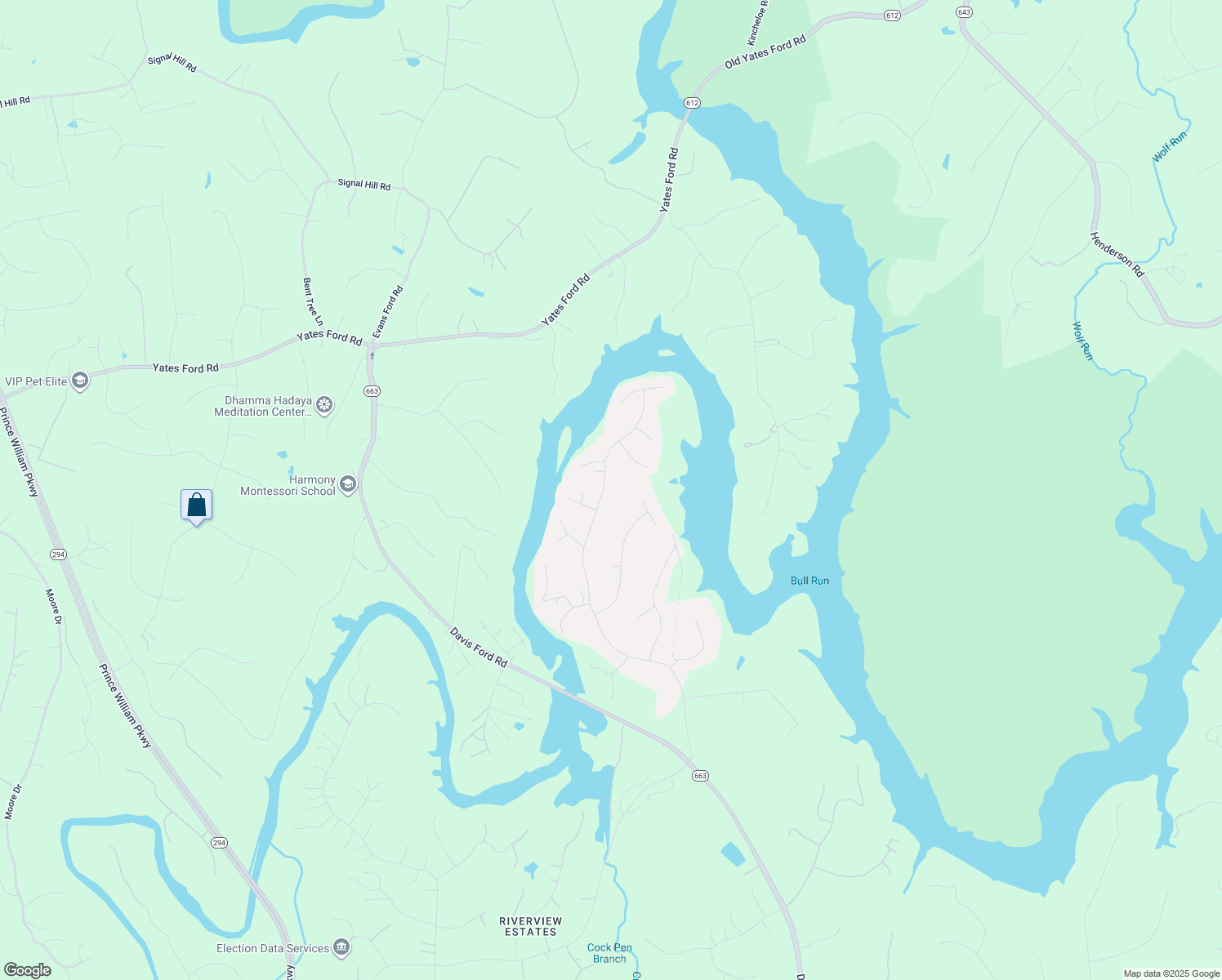 map of restaurants, bars, coffee shops, grocery stores, and more near 6282 Occoquan Forest Drive in Manassas