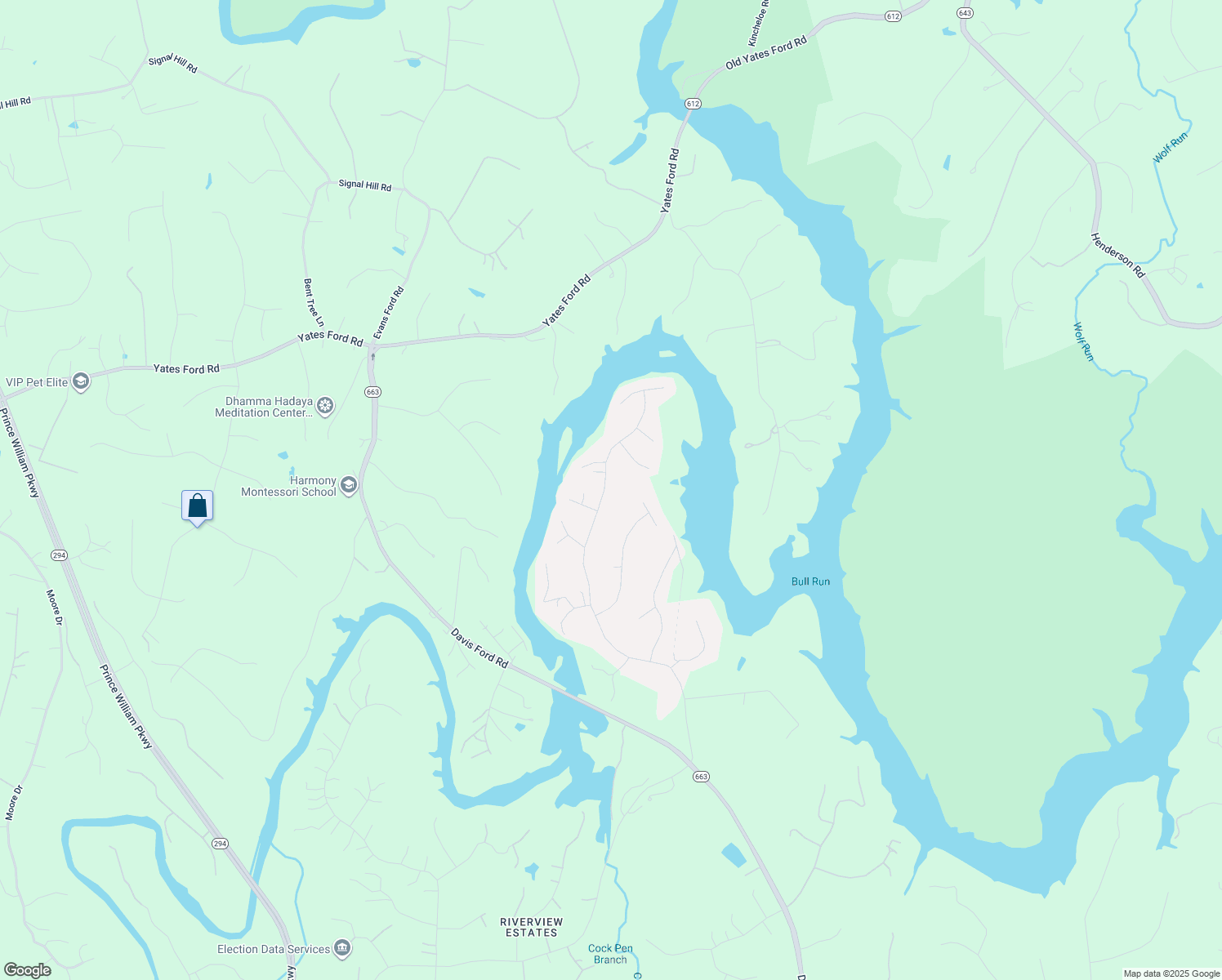 map of restaurants, bars, coffee shops, grocery stores, and more near 6282 Occoquan Forest Drive in Manassas