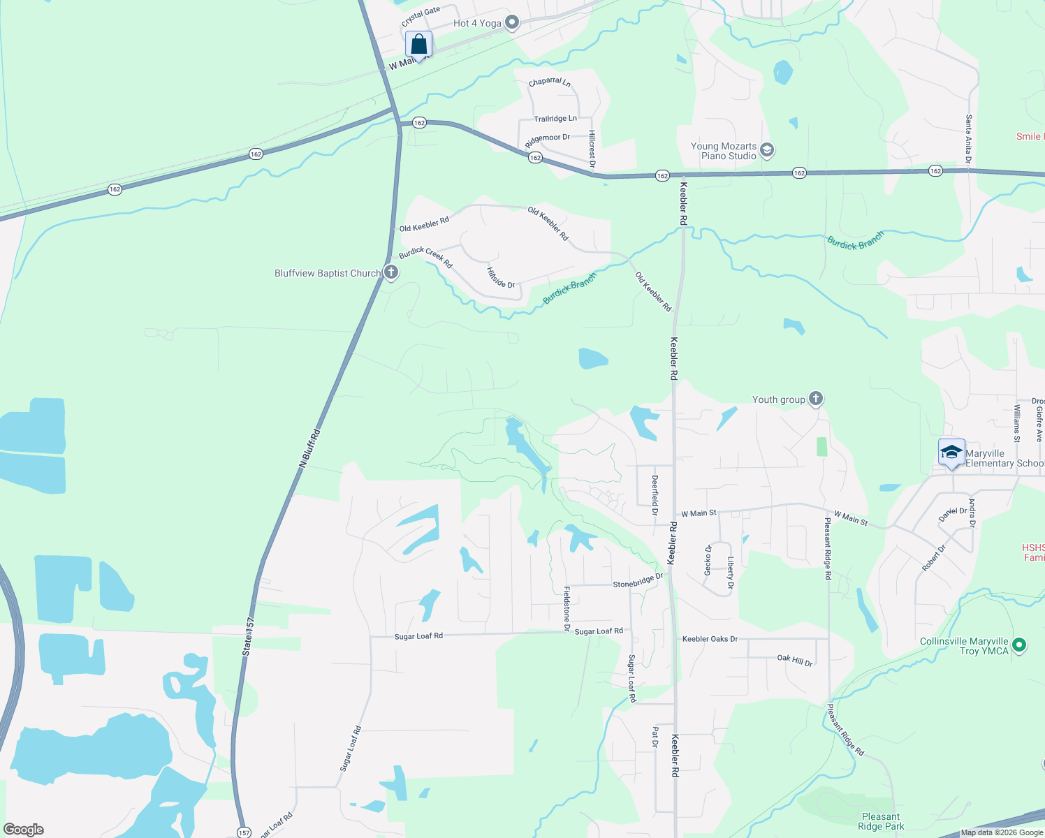 map of restaurants, bars, coffee shops, grocery stores, and more near Stonebridge Crossing Drive in Maryville