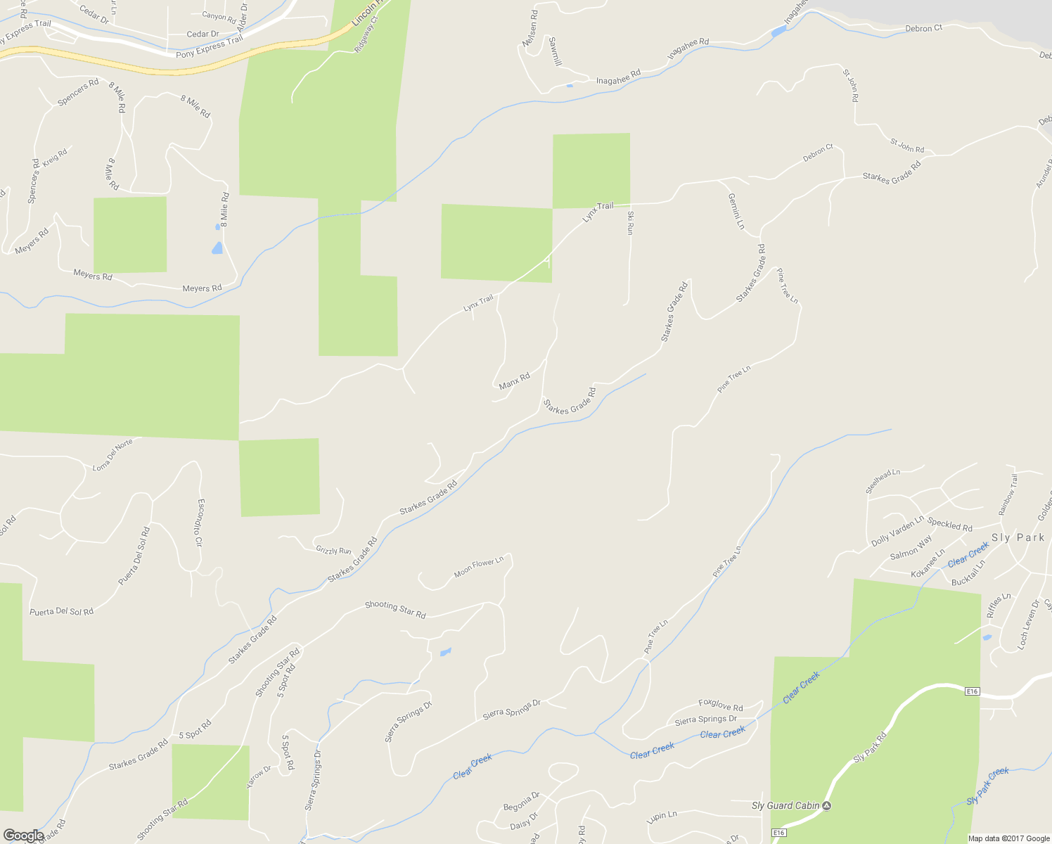 map of restaurants, bars, coffee shops, grocery stores, and more near 5700 Starkes Grade Road in Pollock Pines