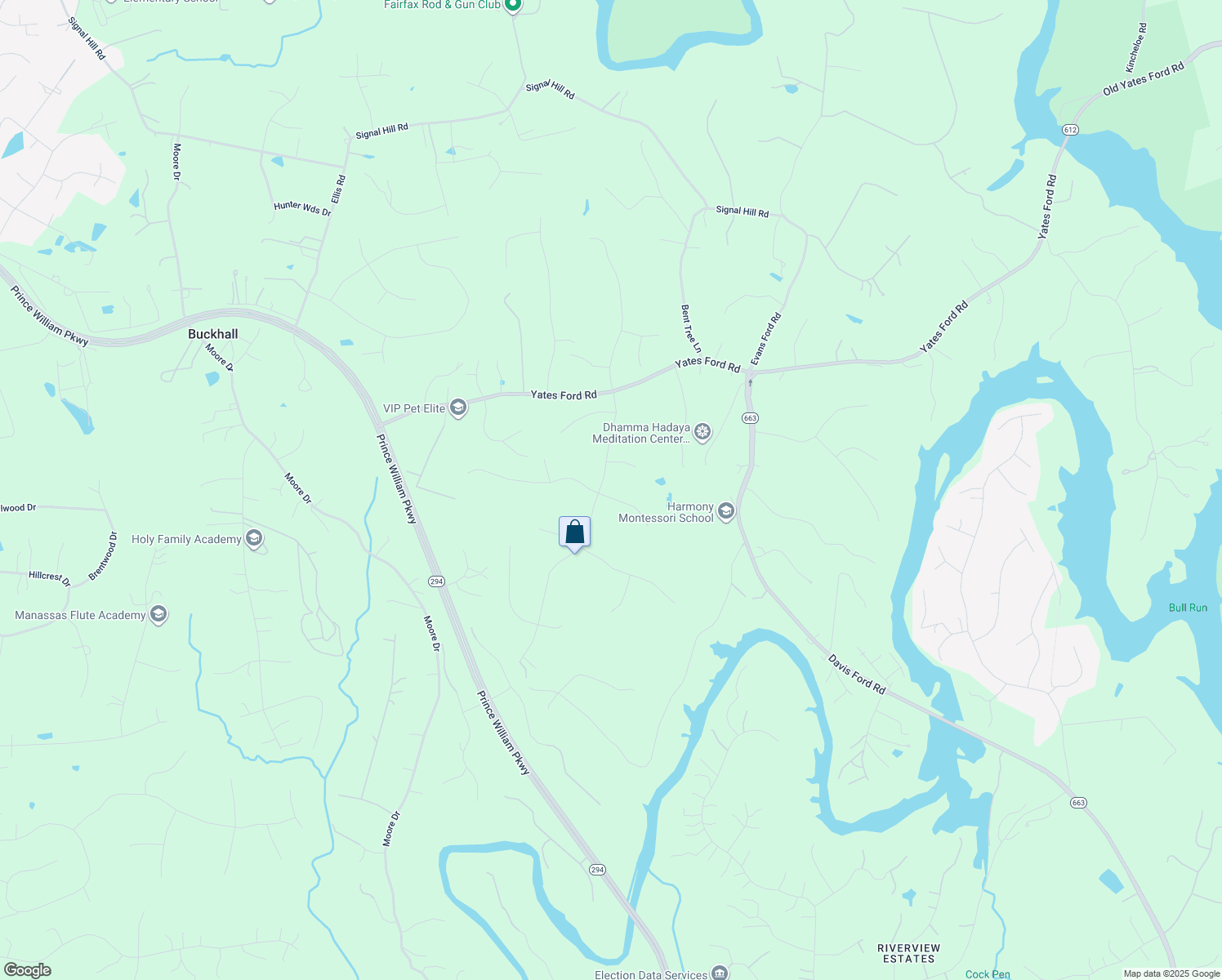 map of restaurants, bars, coffee shops, grocery stores, and more near 6998 Grizzly Court in Manassas