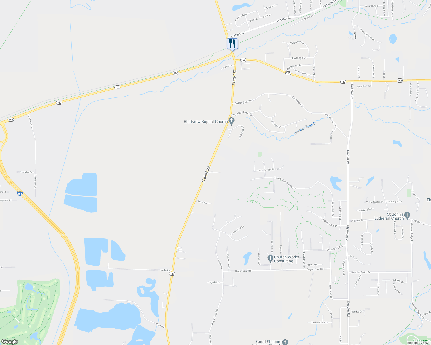 map of restaurants, bars, coffee shops, grocery stores, and more near 5501 Old Camp Graham Road in Collinsville