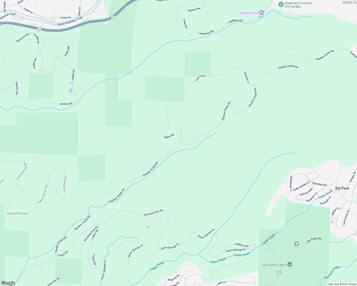 map of restaurants, bars, coffee shops, grocery stores, and more near 5700 Starkes Grade Road in Pollock Pines