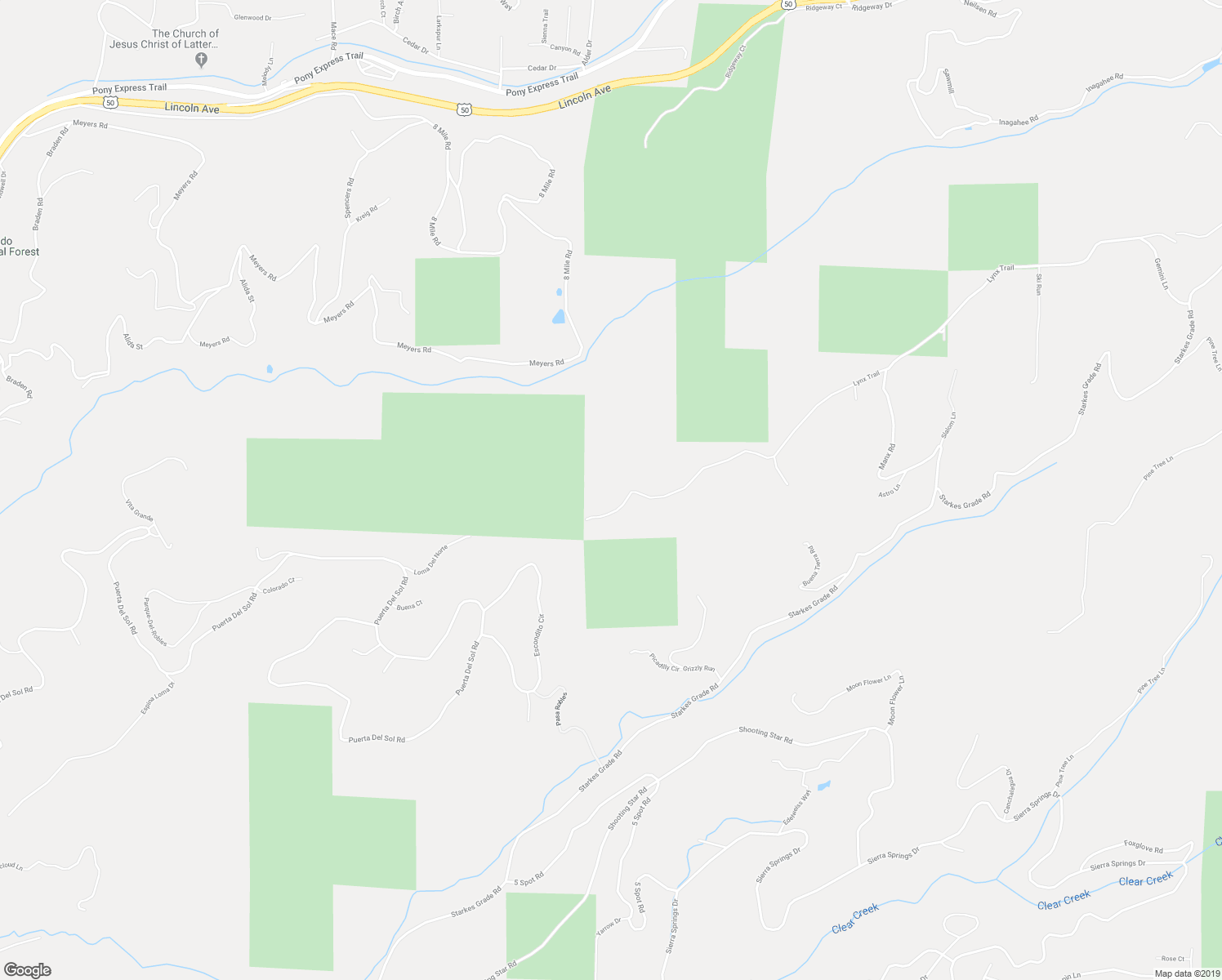 map of restaurants, bars, coffee shops, grocery stores, and more near 5520 Lynx Trail in Pollock Pines