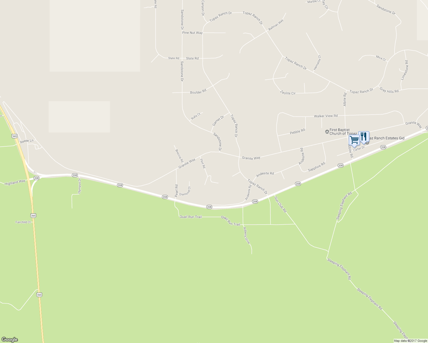 map of restaurants, bars, coffee shops, grocery stores, and more near 1525 Flint Road in Douglas County