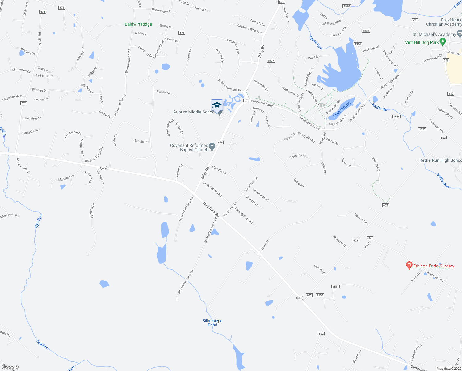 map of restaurants, bars, coffee shops, grocery stores, and more near 5133 Albrecht Ln in Warrenton