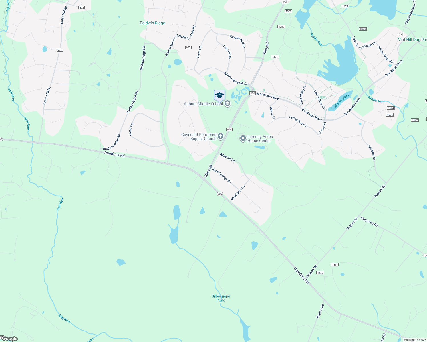 map of restaurants, bars, coffee shops, grocery stores, and more near 7405 Riley Road in Warrenton