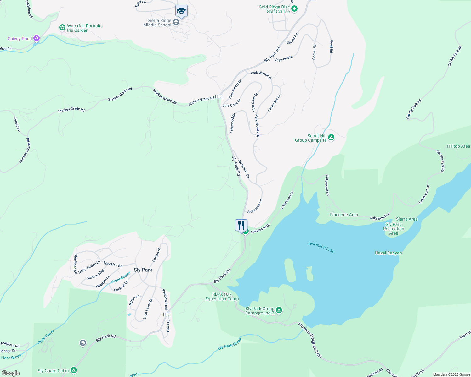 map of restaurants, bars, coffee shops, grocery stores, and more near 4629 Dio Linda Court in Pollock Pines