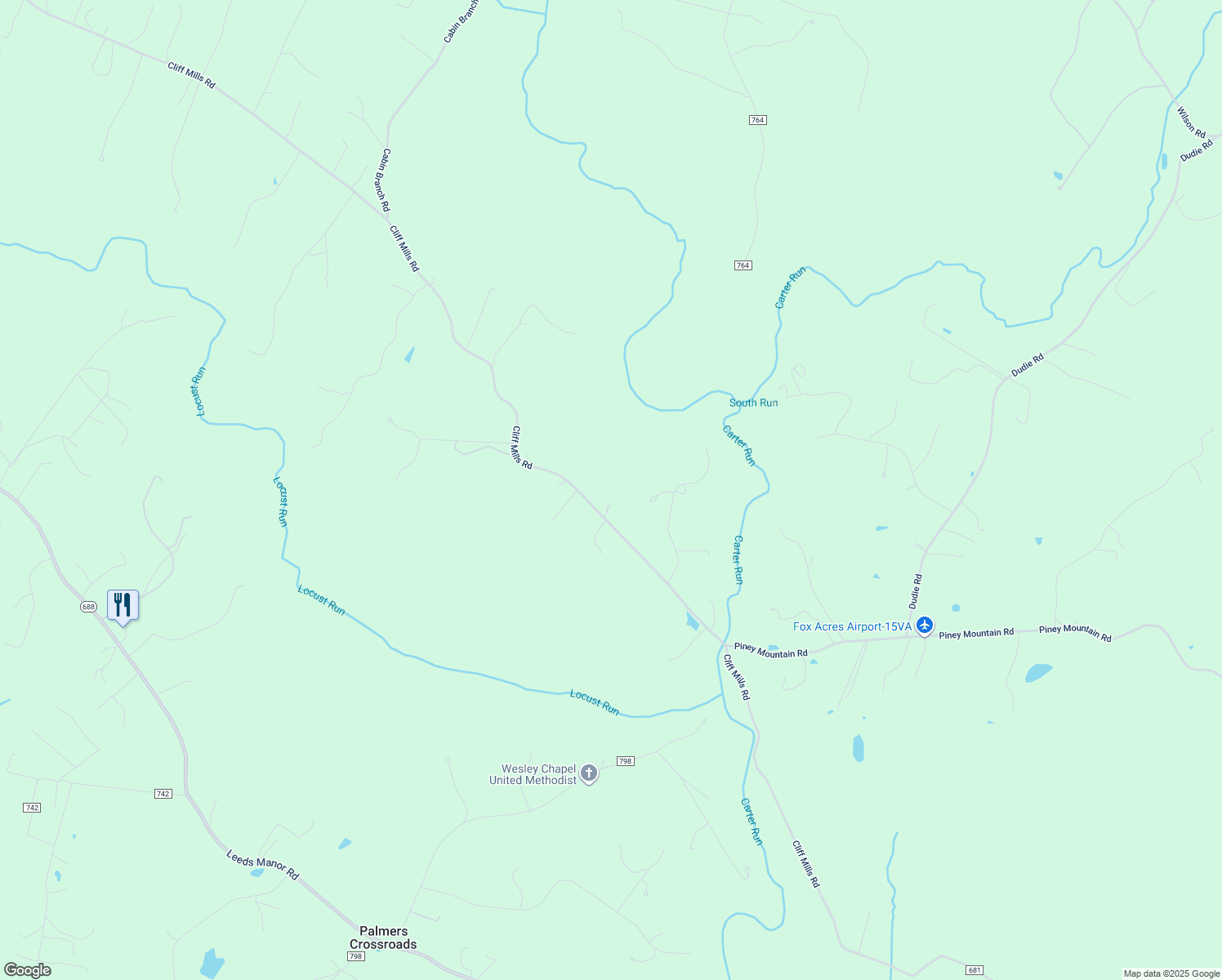 map of restaurants, bars, coffee shops, grocery stores, and more near 10010 Cliff Mills Road in Marshall
