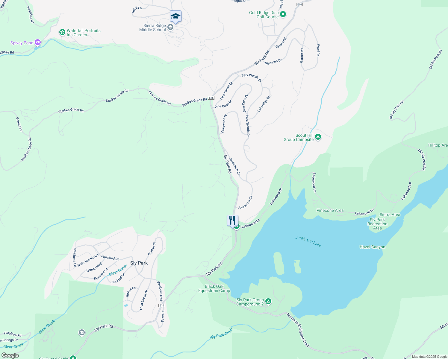 map of restaurants, bars, coffee shops, grocery stores, and more near 4629 Dio Linda Court in Pollock Pines