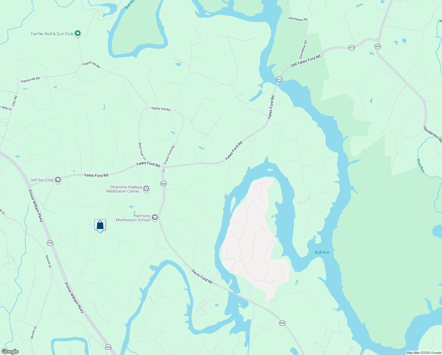 map of restaurants, bars, coffee shops, grocery stores, and more near 10250 Souza Lane in Manassas