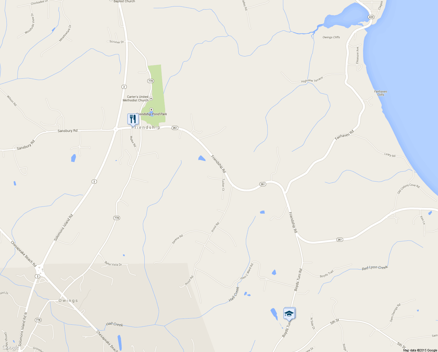 map of restaurants, bars, coffee shops, grocery stores, and more near 169 Tucker Court in Friendship