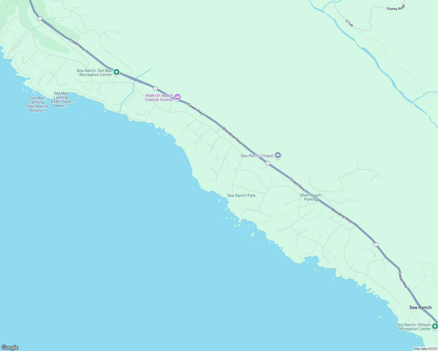 map of restaurants, bars, coffee shops, grocery stores, and more near 158 Mast Head Reach in Sea Ranch