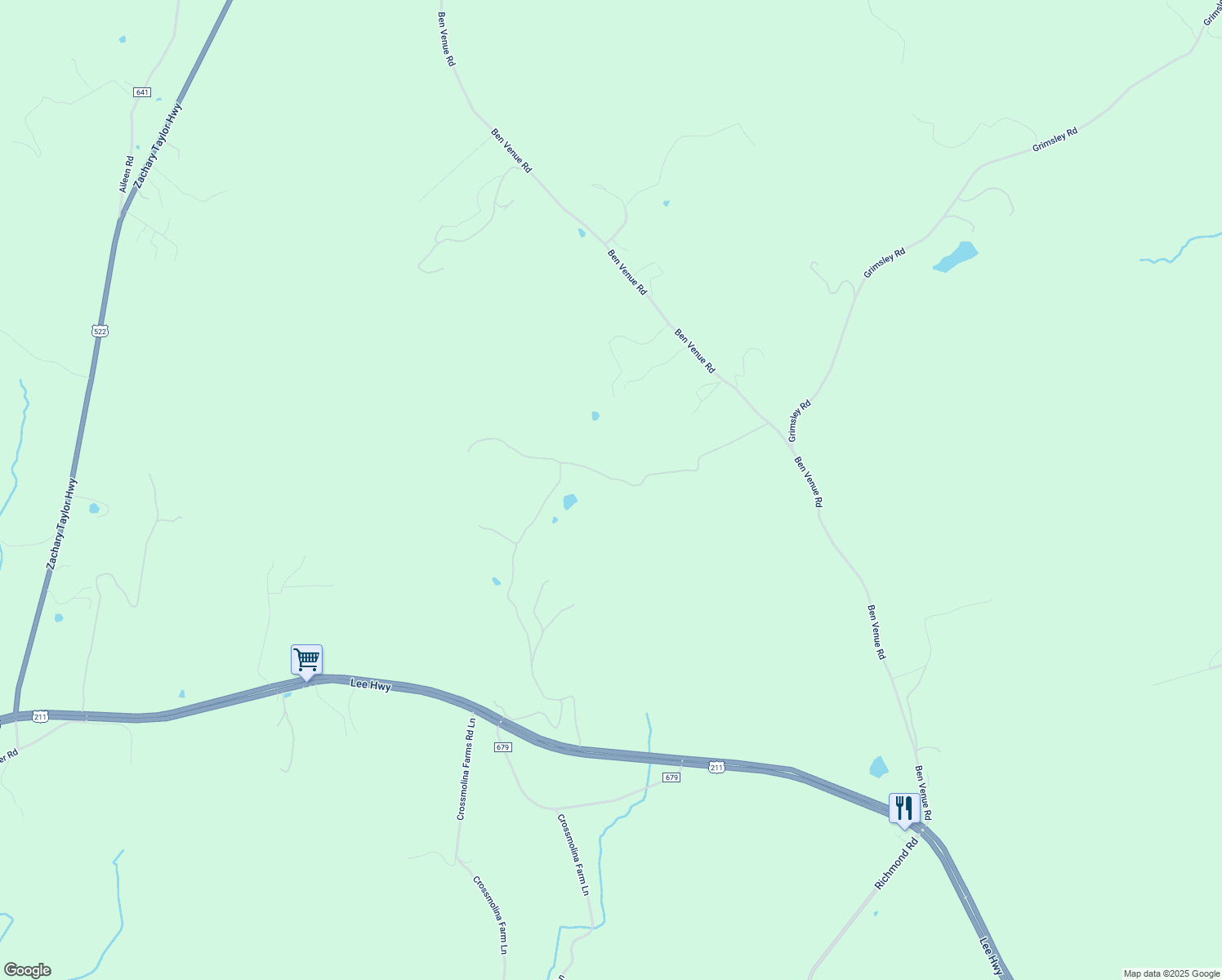 map of restaurants, bars, coffee shops, grocery stores, and more near 40 Points of View Lane in Flint Hill