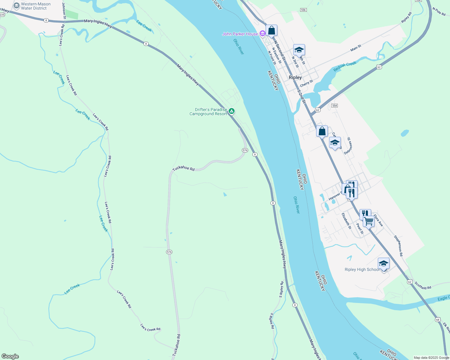 map of restaurants, bars, coffee shops, grocery stores, and more near 3092 Tuckahoe Road in Dover