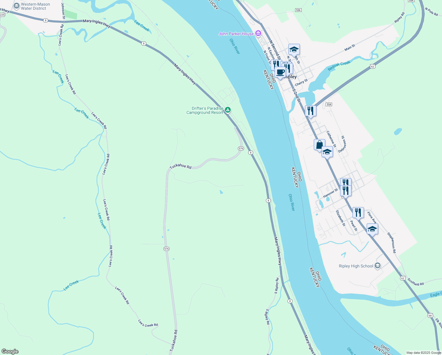 map of restaurants, bars, coffee shops, grocery stores, and more near 3092 Tuckahoe Road in Dover