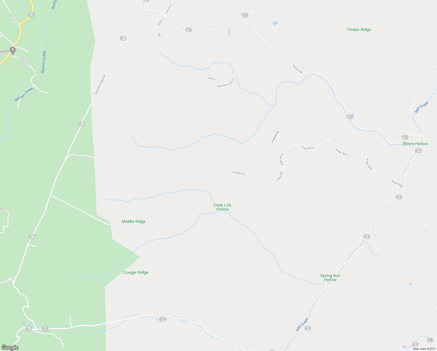 map of restaurants, bars, coffee shops, grocery stores, and more near 1017 North Maple Road in Mount Jackson