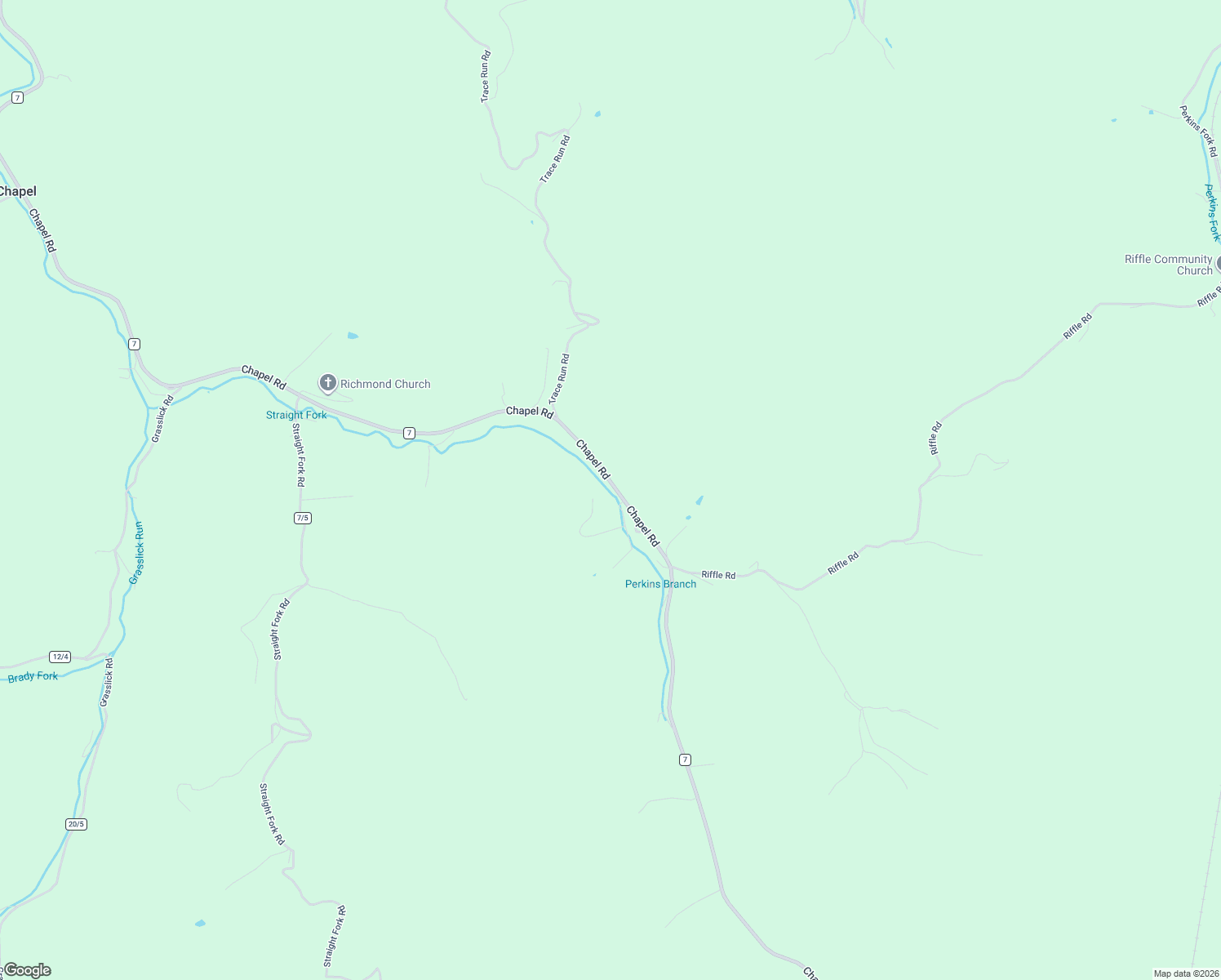 map of restaurants, bars, coffee shops, grocery stores, and more near 4236 Chapel Rd in Gassaway
