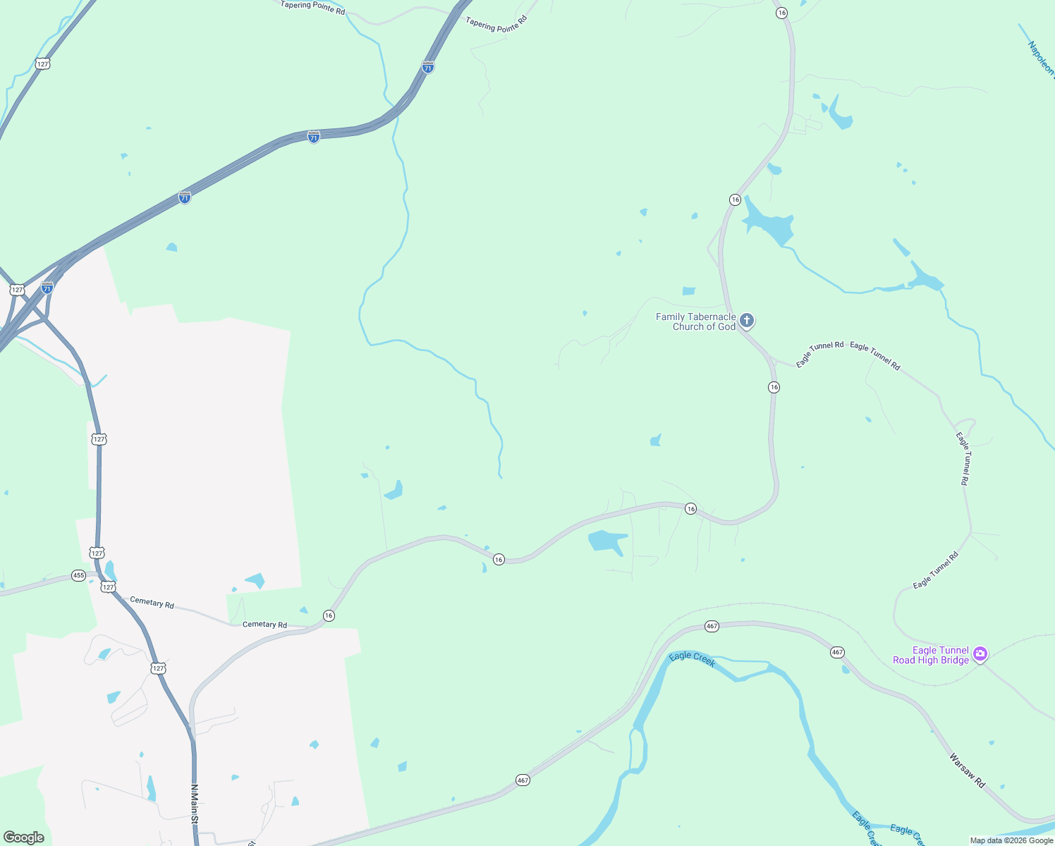 map of restaurants, bars, coffee shops, grocery stores, and more near 201 Kentucky 16 in Warsaw