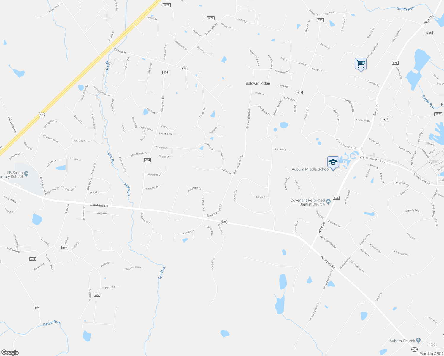 map of restaurants, bars, coffee shops, grocery stores, and more near 7296 Baldwin Ridge Road in Warrenton