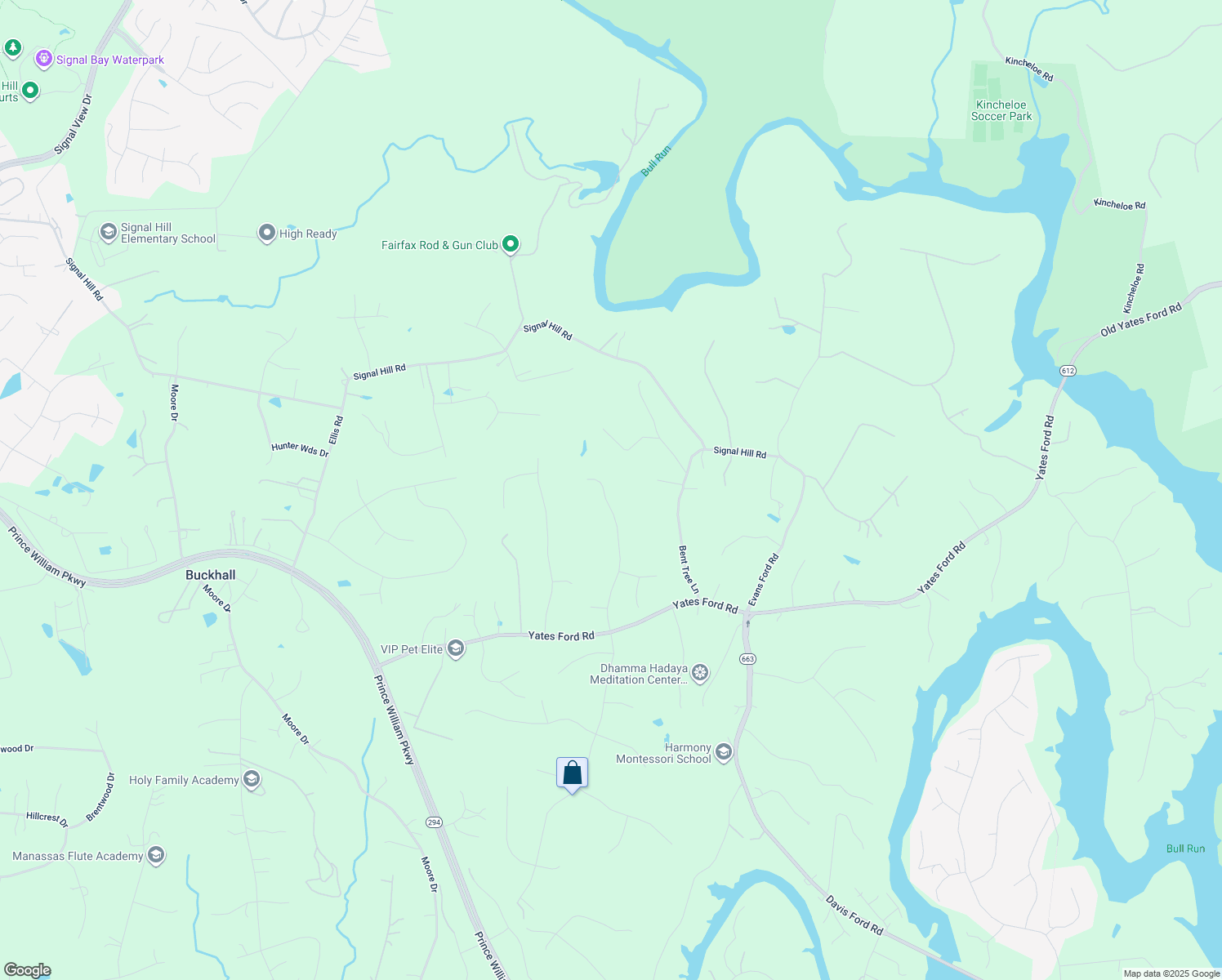 map of restaurants, bars, coffee shops, grocery stores, and more near 10155 Chinkapin Drive in Manassas