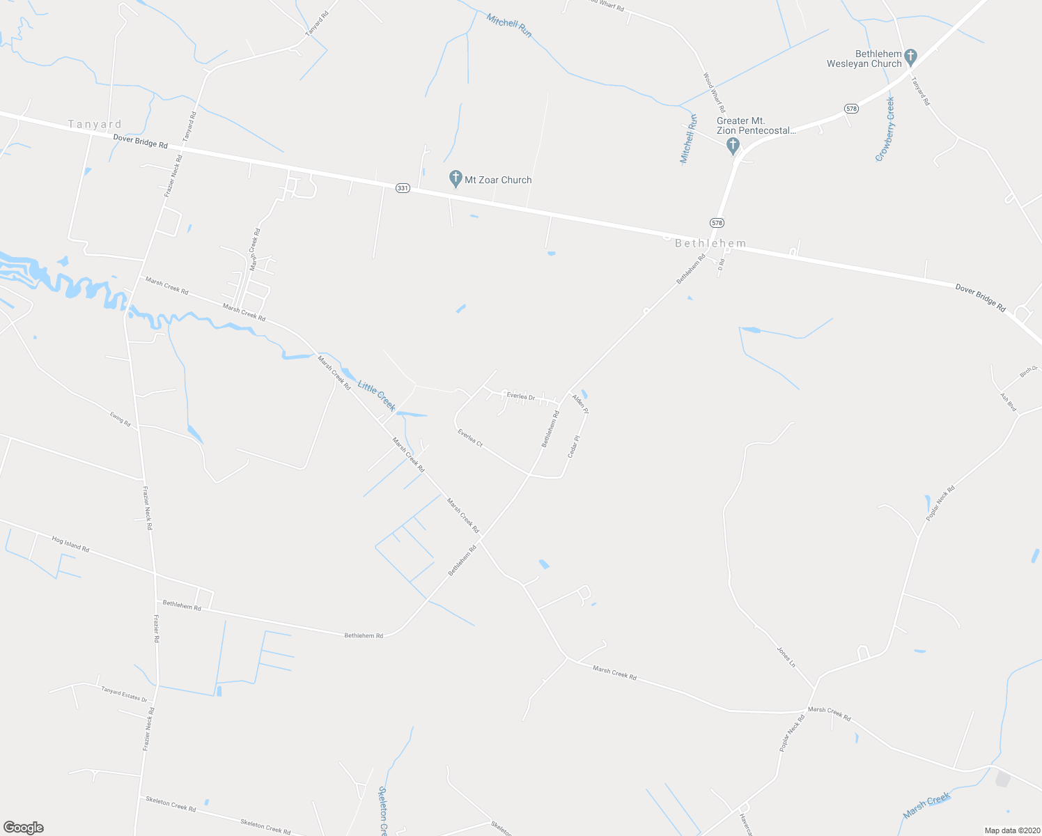 map of restaurants, bars, coffee shops, grocery stores, and more near 21681 Everlea Drive in Preston