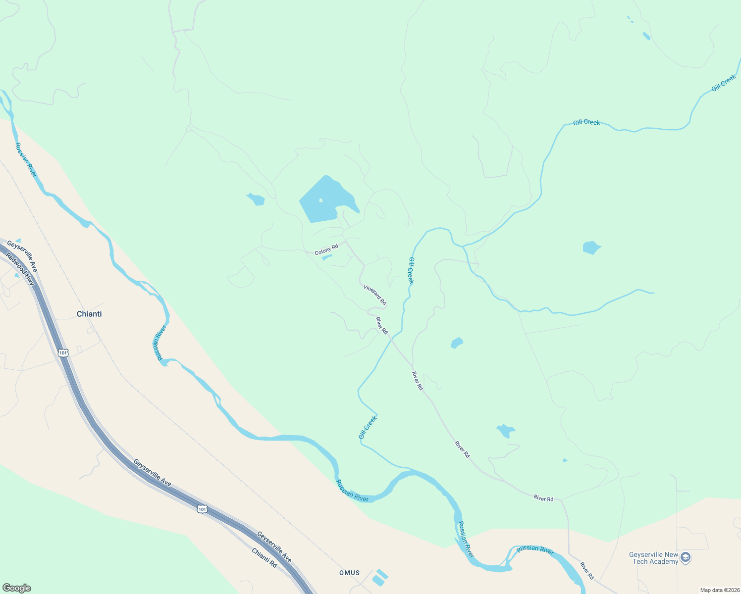 map of restaurants, bars, coffee shops, grocery stores, and more near 23126 Vineyard Road in Geyserville