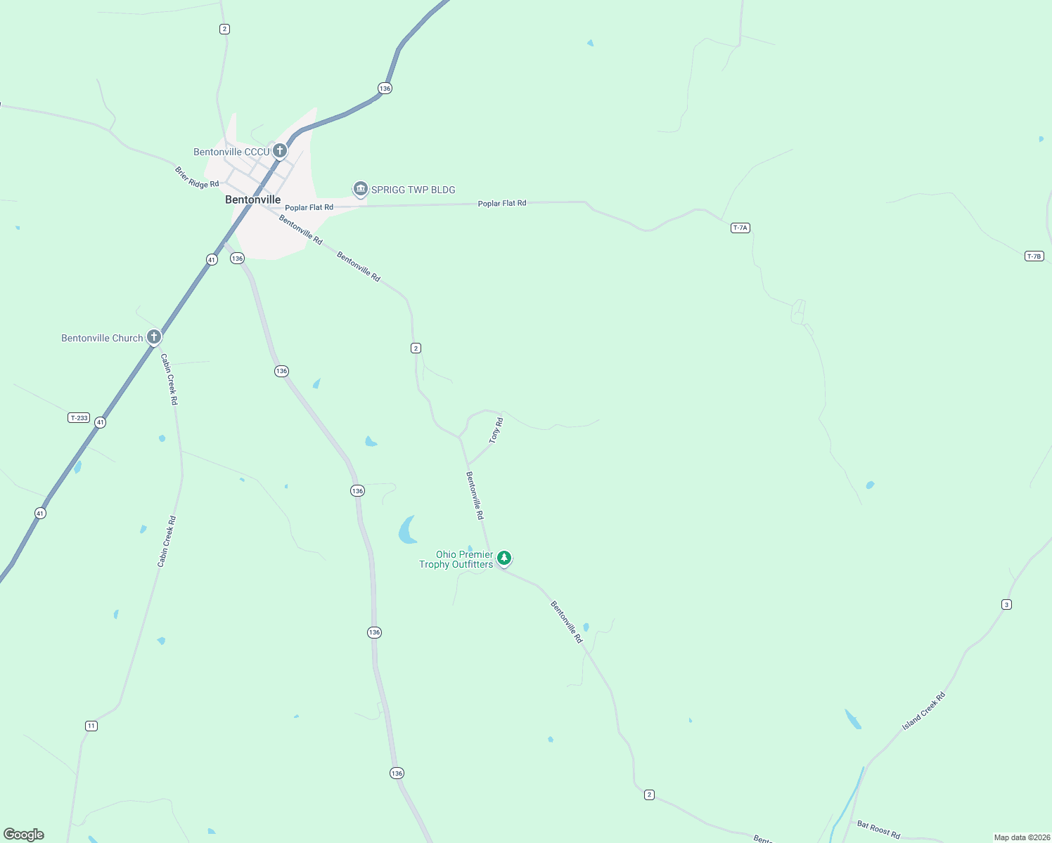 map of restaurants, bars, coffee shops, grocery stores, and more near 160 Tony Road in West Union