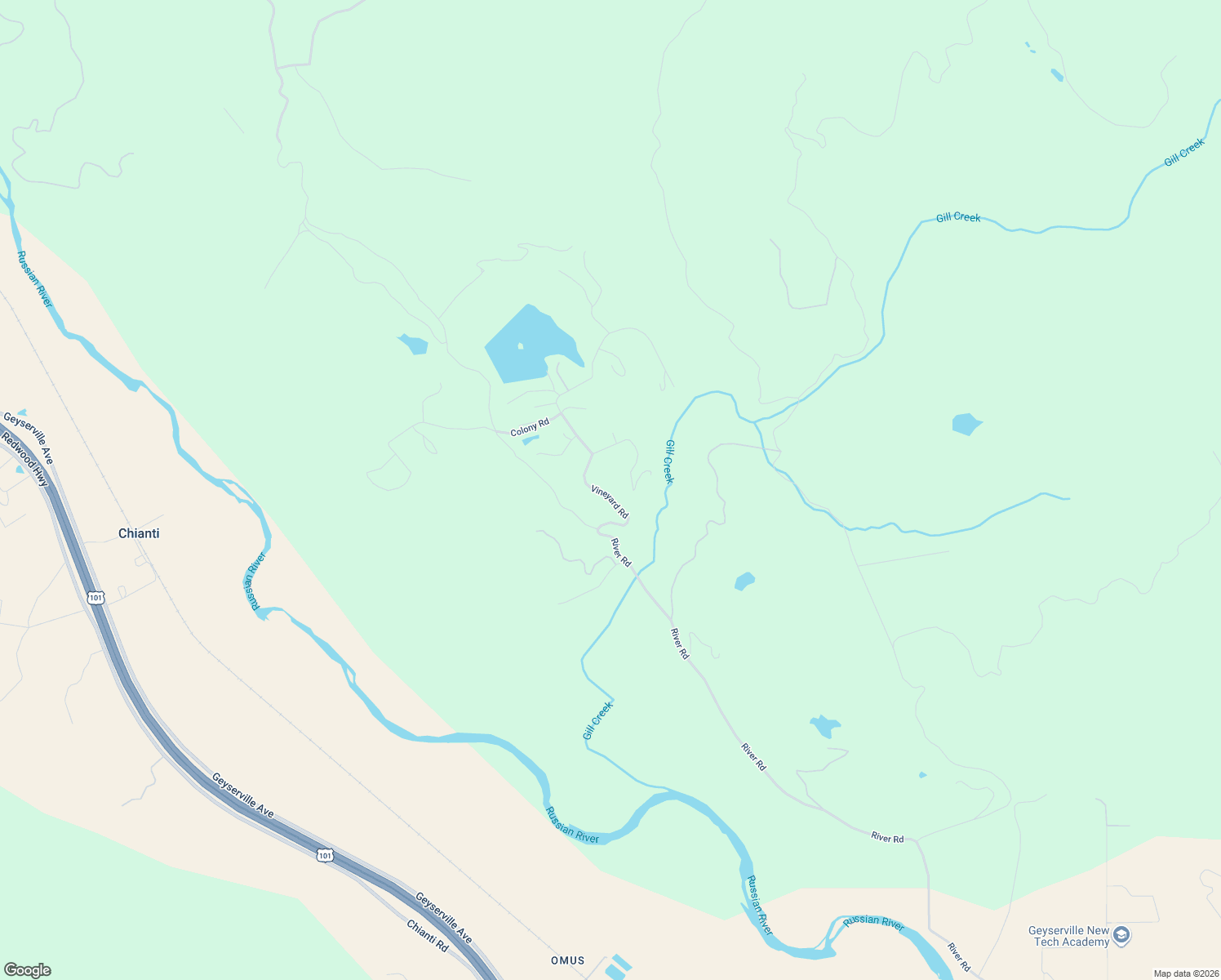 map of restaurants, bars, coffee shops, grocery stores, and more near 23126 Vineyard Road in Geyserville