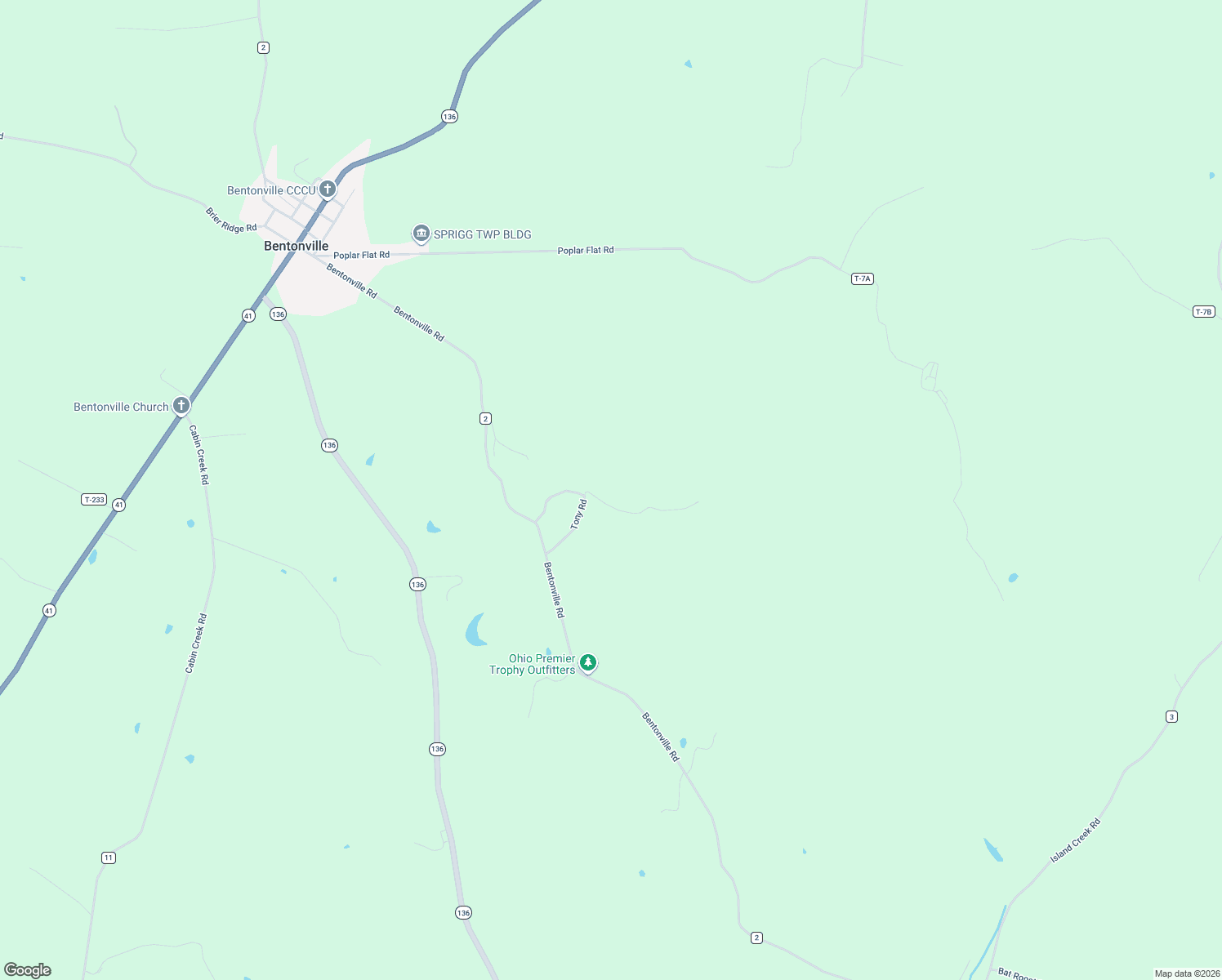 map of restaurants, bars, coffee shops, grocery stores, and more near 160 Tony Road in West Union