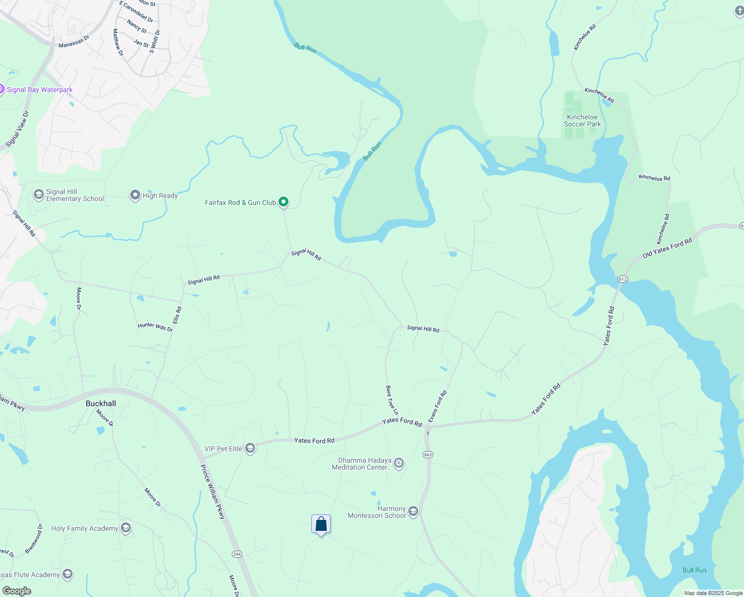 map of restaurants, bars, coffee shops, grocery stores, and more near 9930 Bent Tree Lane in Manassas