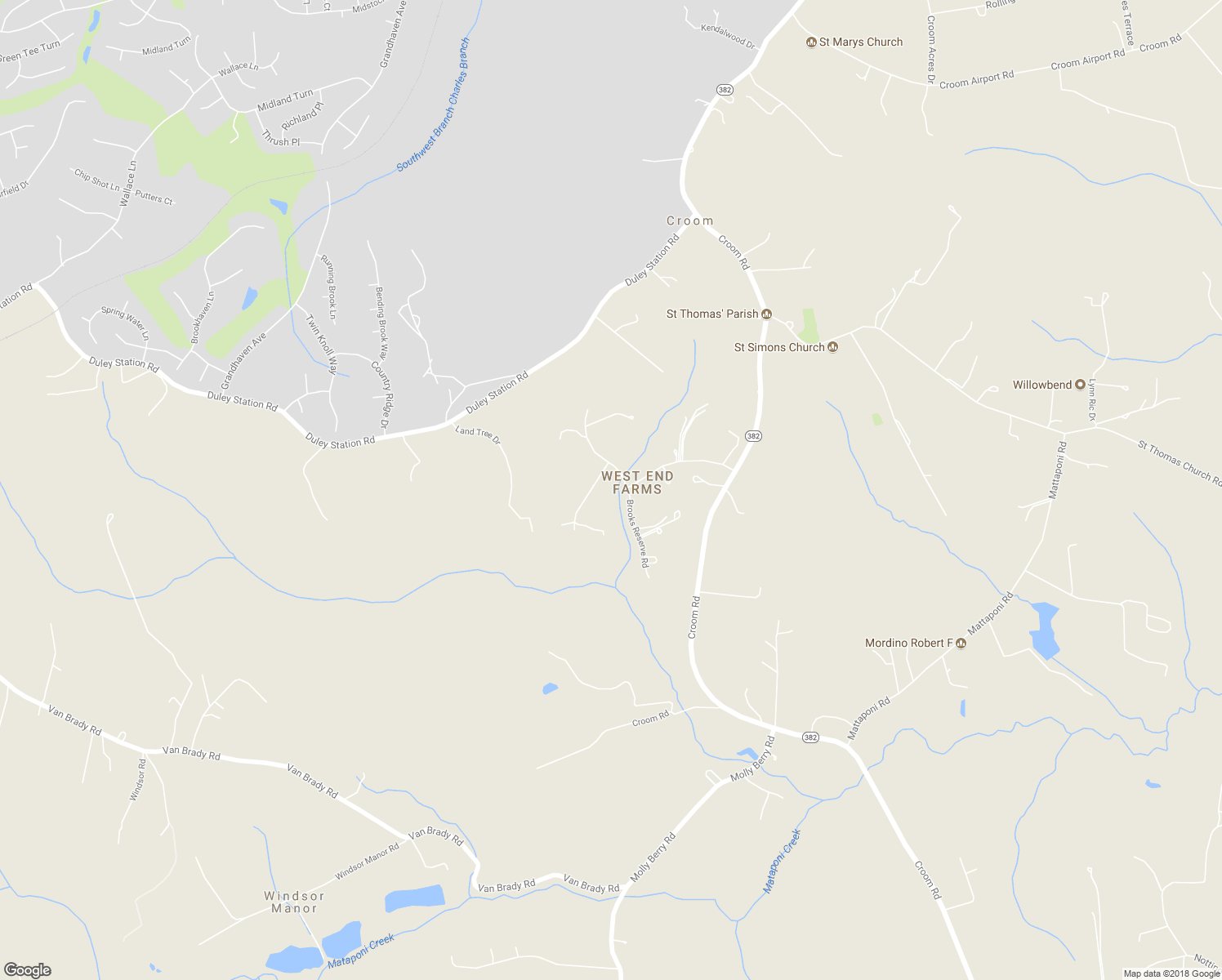 map of restaurants, bars, coffee shops, grocery stores, and more near 13601 Augusta Hooe Road in Upper Marlboro