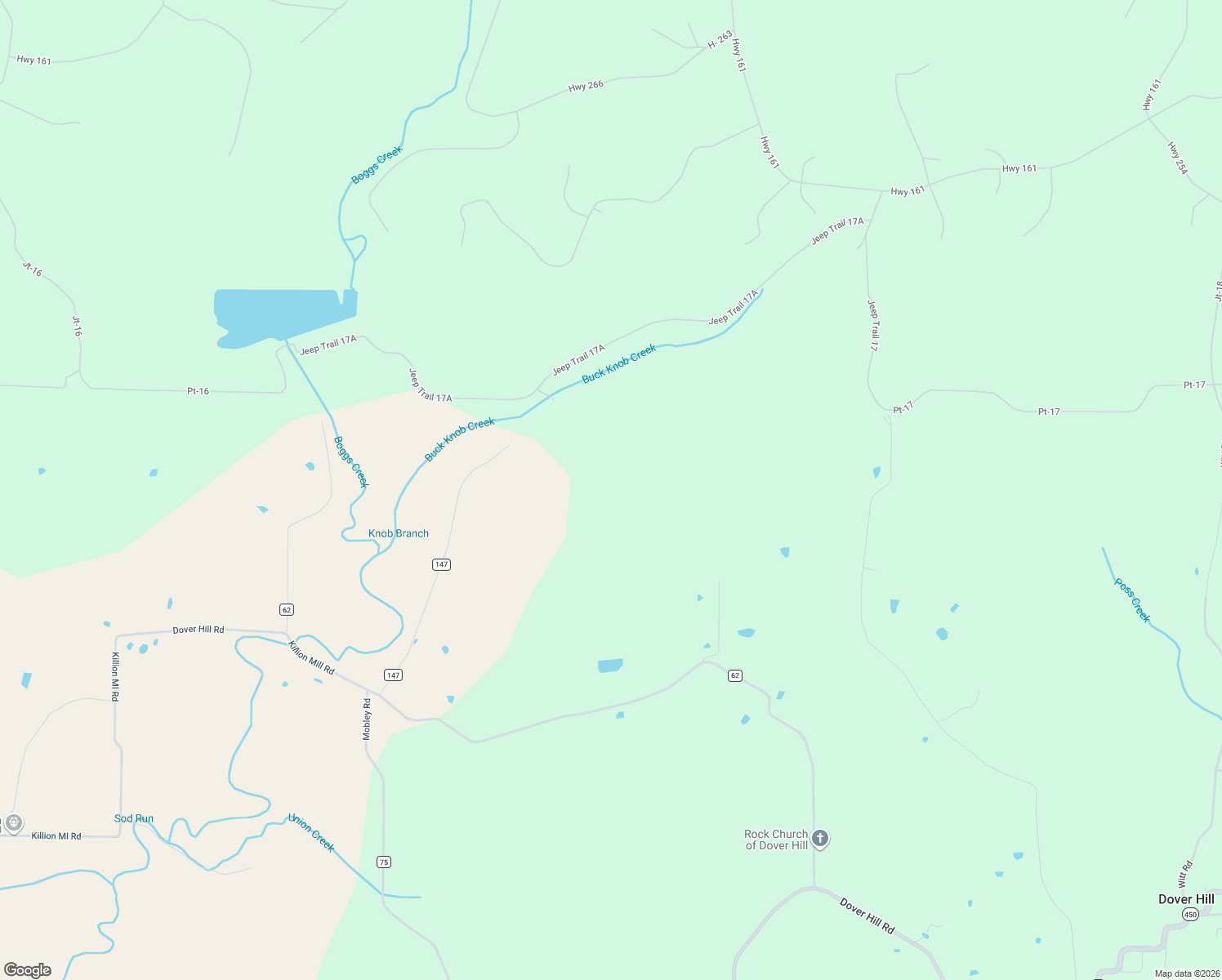 map of restaurants, bars, coffee shops, grocery stores, and more near 15597 Buck Knob Lane in Loogootee