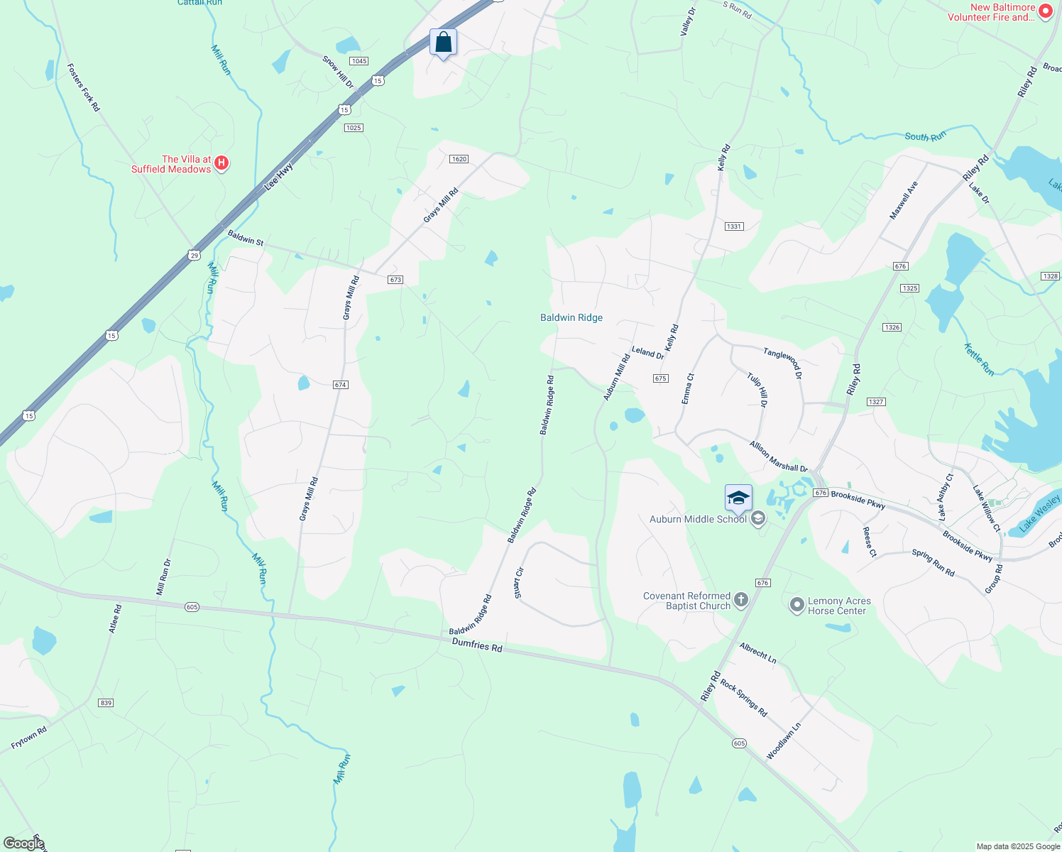 map of restaurants, bars, coffee shops, grocery stores, and more near 7188 Baldwin Ridge Road in Warrenton