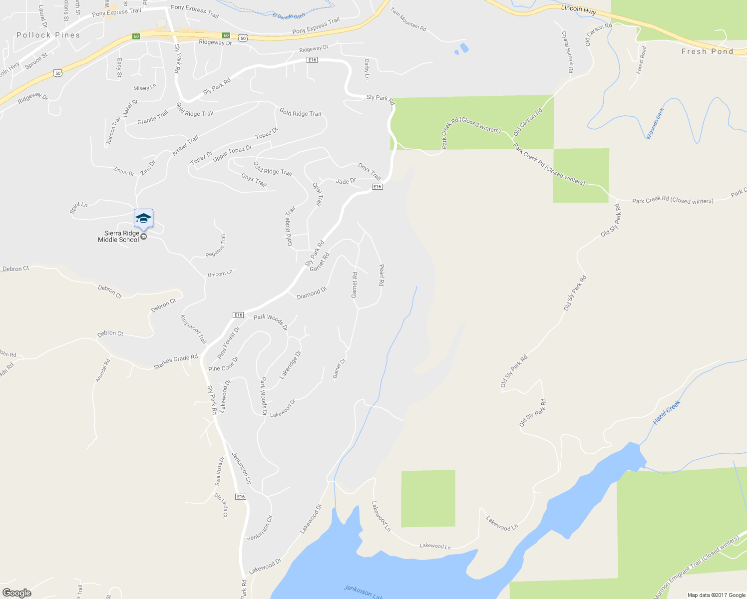 map of restaurants, bars, coffee shops, grocery stores, and more near 4112 Pearl Road in Pollock Pines