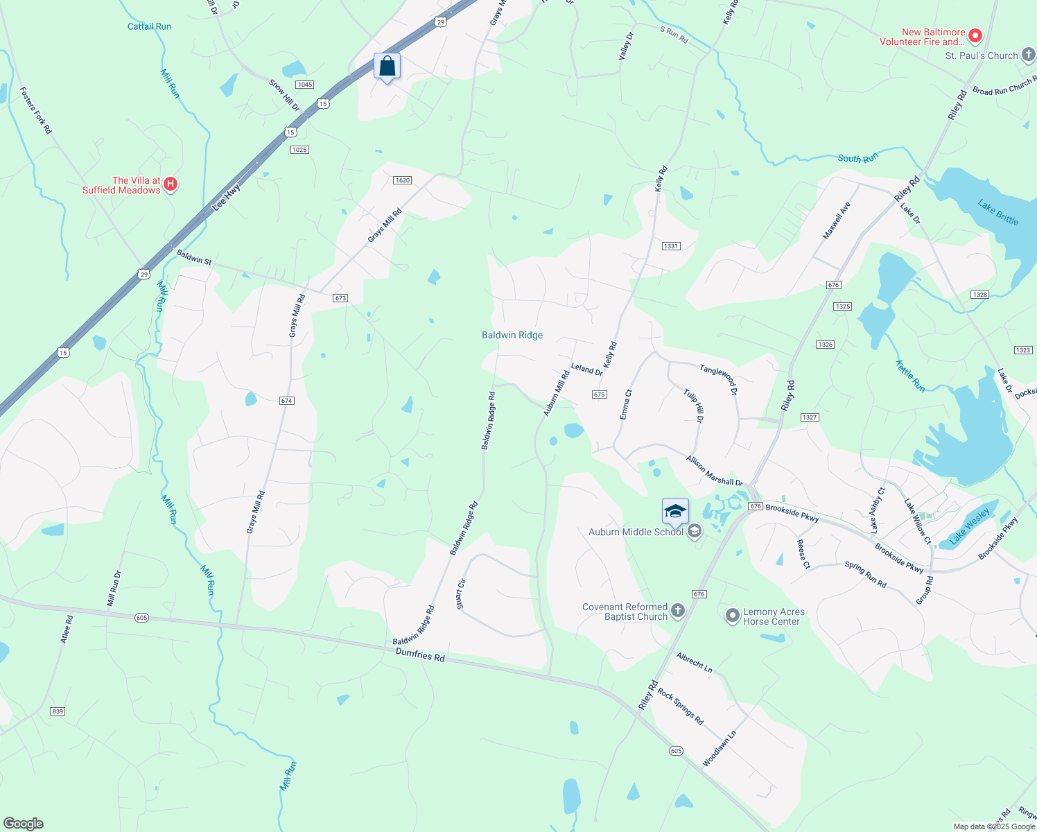 map of restaurants, bars, coffee shops, grocery stores, and more near 5421 Wemberly Drive in Warrenton