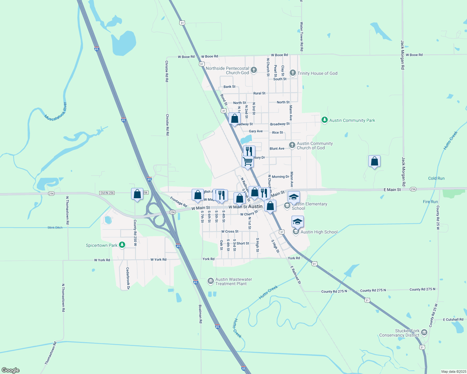 map of restaurants, bars, coffee shops, grocery stores, and more near 228 N 2nd St in Austin