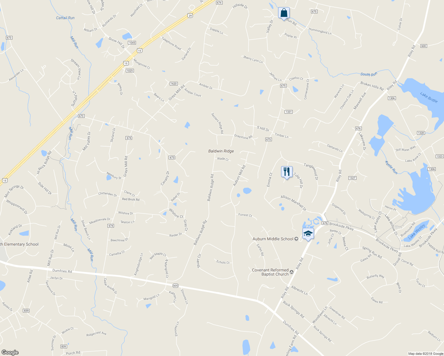 map of restaurants, bars, coffee shops, grocery stores, and more near 5429 Wemberly Drive in Warrenton