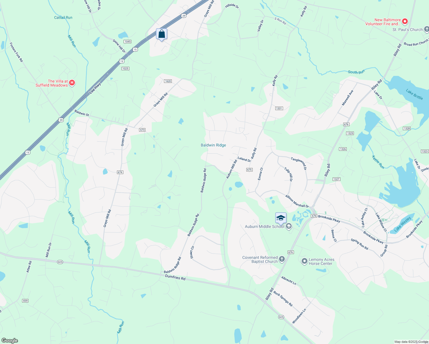 map of restaurants, bars, coffee shops, grocery stores, and more near 5429 Wemberly Drive in Warrenton