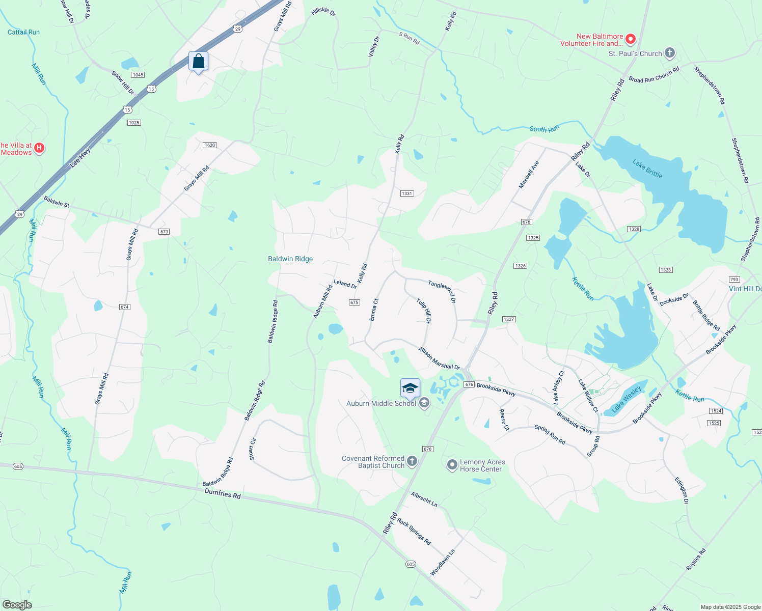 map of restaurants, bars, coffee shops, grocery stores, and more near 6871 Emma Court in Warrenton