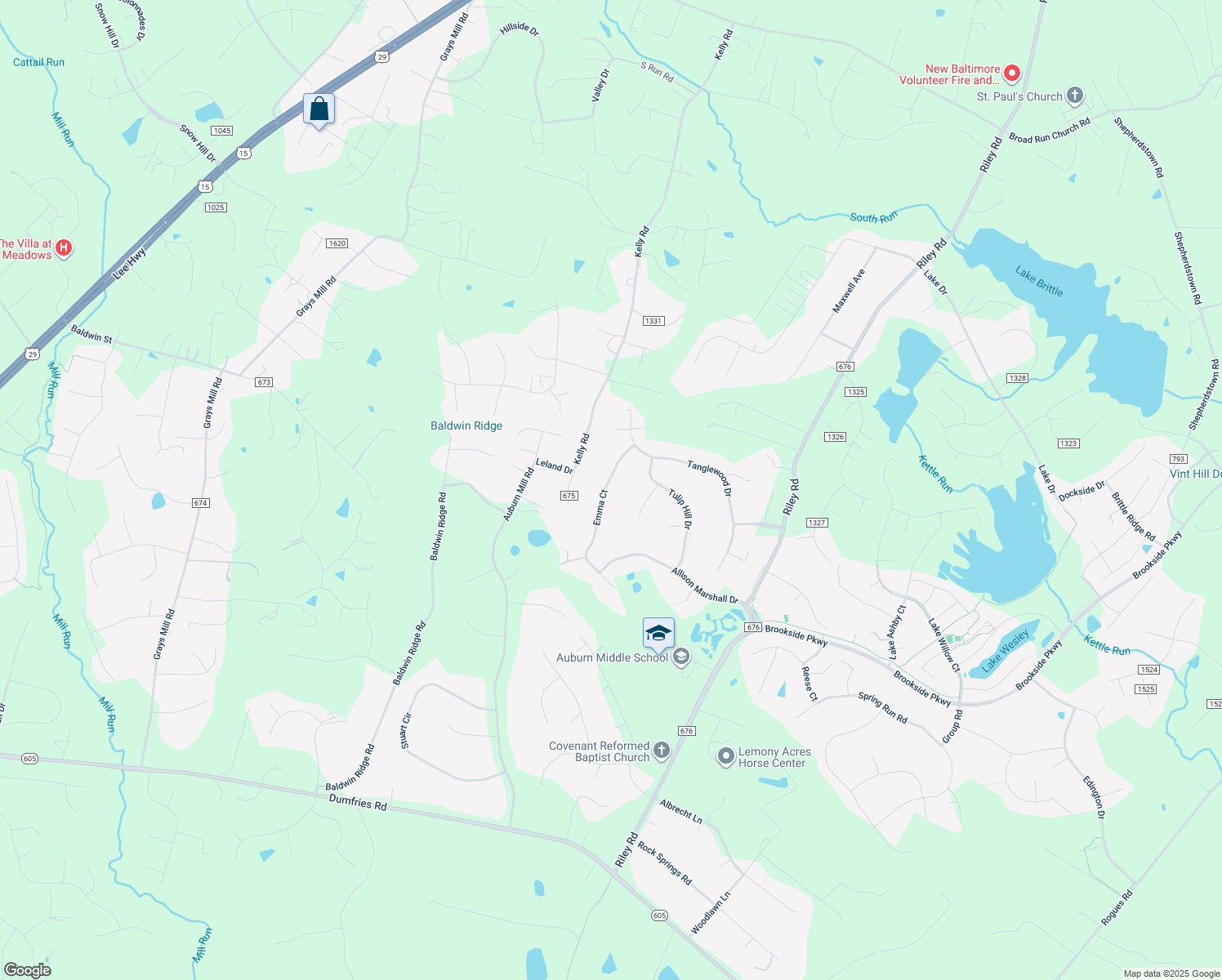 map of restaurants, bars, coffee shops, grocery stores, and more near 6863 Emma Court in Warrenton