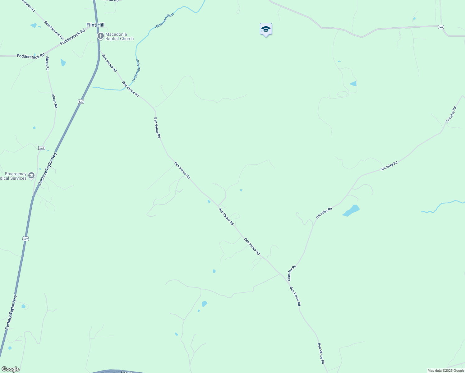 map of restaurants, bars, coffee shops, grocery stores, and more near 423 Ben Venue Road in Flint Hill