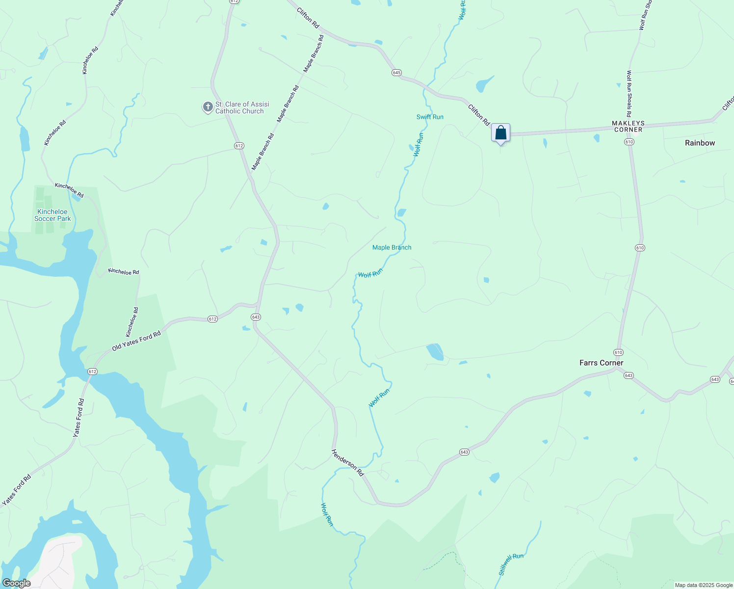 map of restaurants, bars, coffee shops, grocery stores, and more near 7941 Wolf Run Hills Road in Fairfax Station
