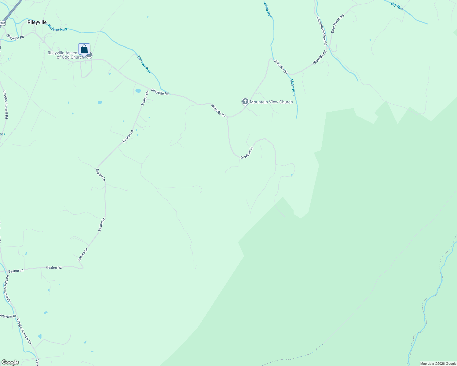 map of restaurants, bars, coffee shops, grocery stores, and more near 201 Meadow Hill Lane in Rileyville